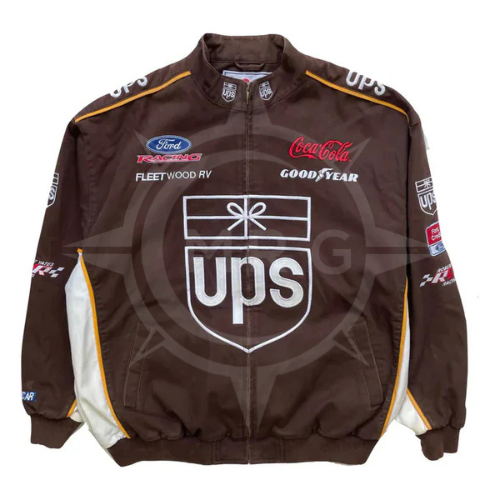 Vintage UPS Brown Nascar Jacket